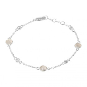 Bracelet Argent 925 Quartz Rose Oxyde zirconium Bracelet composé d une chaine forcat, 3 quartz rose facettés 5mm 4 oxydes ...