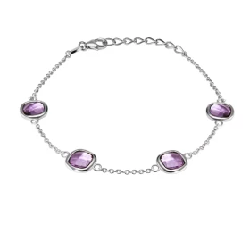  Bracelet Argent 925 Rhodié Améthyste Coussin Bracelet serti 4 pierres taille coussin 6x6mm Type serti : serti clos Bracel...
