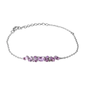 Bracelet Argent 925 Rhodié Améthyste Maille forçat 1.5mm large Longueur du bracelet ajustable 16 à 19cm Motif central sert...
