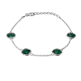 Bracelet Argent 925 Rhodié Aventurine Coussin Bracelet serti 4 pierres taille coussin 6x6mm Type serti : serti clos Bracel...