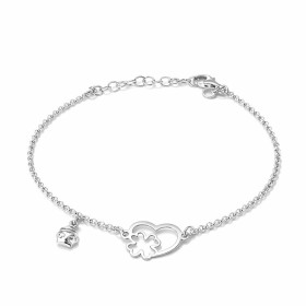 Bracelet argent 925 rhodié composé d un trèfle d un coeur mêlés 10x13mm d une breloque coccinelle Chaîne maille jaseron 1,...