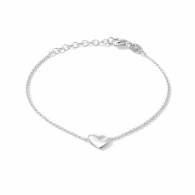 Bracelet argent 925 rhodié composé d un coeur 7x8mm ajouré d un ovale Chaîne maille forçat 1mm large Longueur ajustable 16...