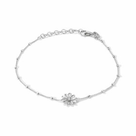 Bracelet argent 925 rhodié composé d une fleur 8mm large sertie d un oxyde zirconium Chaîne maille gourmette 0,8mm large p...
