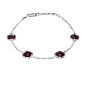 Bracelet Argent 925 Rhodié Grenat Coussin Bracelet serti 4 pierres taille coussin 6x6mm Type serti : serti clos Bracelet c...