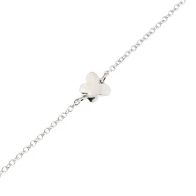 Bracelet Argent 925 Rhodié Maille ronde 1,8mm large Longueur du bracelet ajustable 17 à 20cm Motif forme papillon