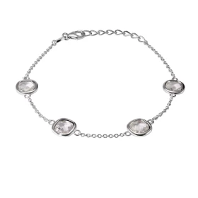 Bracelet Argent 925 Rhodié Oxyde zirconium Coussin Bracelet serti 4 pierres taille coussin 6x6mm Type serti : serti clos B...