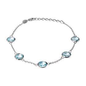 Bracelet Argent 925 Rhodié Topaze bleue traitée Ronde Bracelet serti 5 pierres rondes 6mm Type serti : serti clos Bracelet...