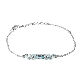 Bracelet Argent 925 Rhodié Topaze bleue traitée Maille forçat 1.5mm large Longueur du bracelet ajustable 16 à 19cm Motif c...