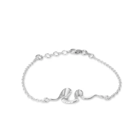 Bracelet argent rhodié composé d un motif forme ruban satiné ciselé sur te contour Dimension du motif : 15x35mm Longueur a...