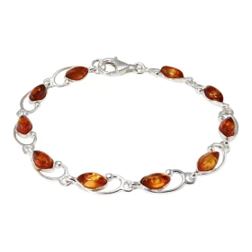  Bracelet Argent Ambre Largeur : 6,6mm Longueur : 18,5cm 