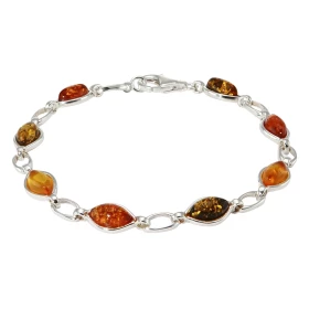 Bracelet Argent Ambre Multicolore Largeur : 7,2mm Longueur : 19,5cm 