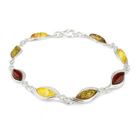  Bracelet Argent 925 Ambre multicolore Longueur : 20cm Largeur du bracelet : 7,5mm 