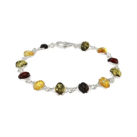 Bracelet Argent 925 Ambre Longueur : 18cm Largeur :8mm 