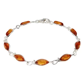  Bracelet Argent Ambre multicolore Largeur : 6mm Longueur : 20cm 