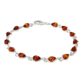 Bracelet Argent Ambre Largeur : 6mm Longueur : 20cm 