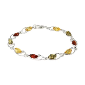 Bracelet Argent Ambre multicolore Largeur : 6,5mm Longueur : 19cm 