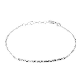  Bracelet argent maille jaseron une barre texturée Largeur: 2mm Longueur ajustable 17 à 19cm 