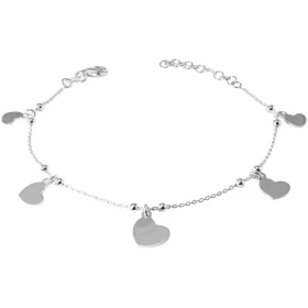 Bracelet argent composé 5 breloques coeurs petites perles d argent Largeur : 15mm Chaîne maille forçat : 1mm large Longueu...