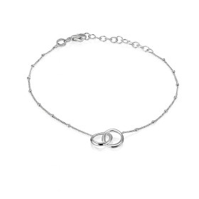 Bracelet argent composé 2 cercles 12mm diamètre entrelacés Chaîne maille forçat ronde 1,8mm large Longueur du bracelet aju...