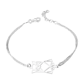 Bracelet argent composé d une maille double d une chouette origami 14x18mm Chapine maille forçat : 1,1mm large Longueur aj...