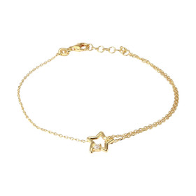 Bracelet argent doré composé d une étoile un oxyde zirconium Chaine maille forçat 1m large Longueur : 17,5 à 19cm Système ...