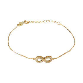 Bracelet argent doré composé d un signe l infini 6x14mm serti d oxydes zirconium Chaîne maille forçat : 0,7mm Longueur : 1...