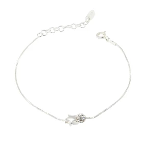 Bracelet argent composé d une étoile 6x5mm d une boule à strass 5mm diamètre Chaîne maille vénitienne : 0,7mm large Longue...