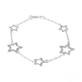 Bracelet argent composé 2 étoiles 15x15mm 3 étoiles 10x10mm Chaîne maille forçat 1,8mm large Longueur du bracelet : 19,5cm