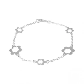 Bracelet argent composé 2 fleurs 12x12mm 3 fleurs 8x8mm Chaîne maille forçat 1,8mm large Longueur du bracelet : 19cm