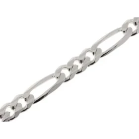 Bracelet pour homme Argent Maille Figaro Alternée 1.3 Largeur maille : 6.1mm Longueur du Bracelet : 19cm