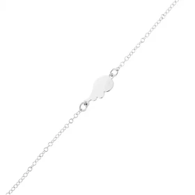 Bracelet argent fin maille jaseron petit motif aile d ange au centre Largeur: 6mm Longueur ajustable 18 à 20,5cm