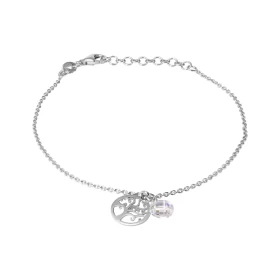 Bracelet argent rhodié composé d un arbre vie dans un cercle 10mm diamètre un oxyde zirconium 6mm diamètre Chaîne maille r...
