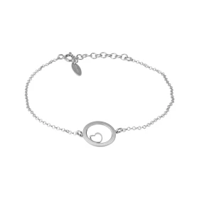 Bracelet argent rhodié composé d un cercle 12mm diamètre un coeur ajouré à l intérieur Chaîne maille ronde 1,4mm large Lon...