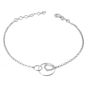 Bracelet argent rhodié composé 2 cercles entrelacés un coeur ciselédans le plus grand Largeur : 12mm Chaîne maille jassero...