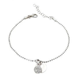 Bracelet argent rhodié composé d un cercle 10mm diamète d un plus petit sertie d oxydes zirconium Chaîne maille perlée : 1...