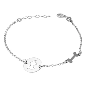 Bracelet argent rhodié composé d une plaque 13mm diamètre un chien ajouré d un petit os Chaîne maille jaseron : 1,7mm larg...