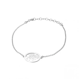Bracelet argent rhodié composé 2 ovales superposés ajourés coeurs, l un argent lisse l autre argent satiné Dimension l ova...
