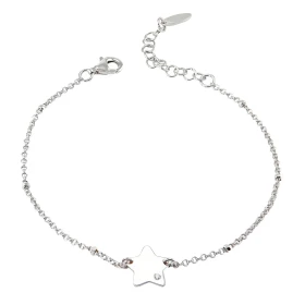 Bracelet argent rhodié composé d une étoile 10x10mm sertie d un oxyde zirconium Chaîne maille jaseron parsemé perles : 1,4...