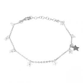 Bracelet argent rhodié composé 8 breloques étoiles oxydes zirconium une étoile argent Dimension étoile oxyde : 5x5mm Chaîn...
