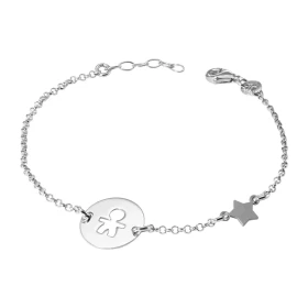 Bracelet argent rhodié composé d une plaque 13mm diamètre un garçon ajouré d une petite étoile Chaîne maille jaseron : 1,7...