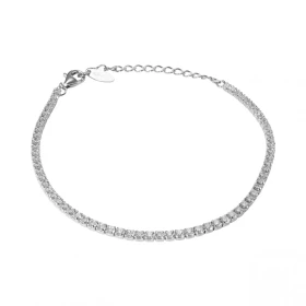 Bracelet argent rhodié composé 64 oxydes zirconium 2mm diamètre sertis griffés Longueur ajustable 16,5 à 20,5cm