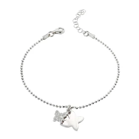 Bracelet argent rhodié composé d un papillon 10x10mm d un plus petit serti d oxydes zirconium Chaîne maille perlée : 1,5mm...