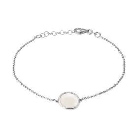 Bracelet argent rhodié composé d une pastille nacre 11mm diamètre Chaîne maille jaseron 1,3mm large Longueur : 17 à 19cm S...