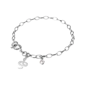  Bracelet argent rhodié composé d une breloque serpent 8x14mm un oxyde zirconium serti clos 4mm diamètre Chaîne maillons o...