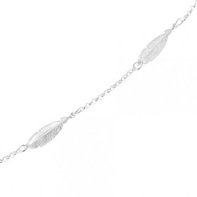  Bracelet argent maille ronde trois motifs plumes Dimension d un motif : 21x5 mm Longueur du bracelet : 19 cm 