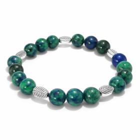 Bracelet Azurite 8mm Feuille métal Ce Bracelet est composé perles 8mm Azurite 5 intercalaires métal représentant une feuil...