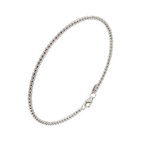 Bracelet or blanc 375 composé boules 2mm diamètre Dimensions intérieures : 48x58mm Système d attache : mousqueton
