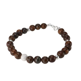 Bracelet Bronzite 6mm Argent Ce bracelet est composé pierres 6mm, 4 perles facettées Argent 4mm diamètre d un perle argent...