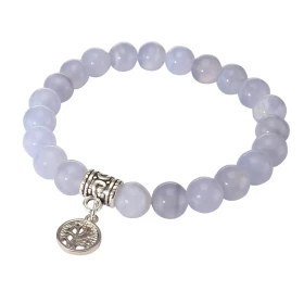 Bracelet Calcédoine 8mm Breloque Arbre Vie Ce Bracelet est composé 23 perles 8mm d une breloque métal représentant un arbr...