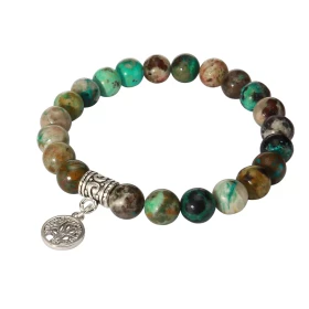 Bracelet Chrysocolle 8mm Breloque Arbre Vie Ce Bracelet est composé 23 perles 8mm d une breloque métal représentant un arb...